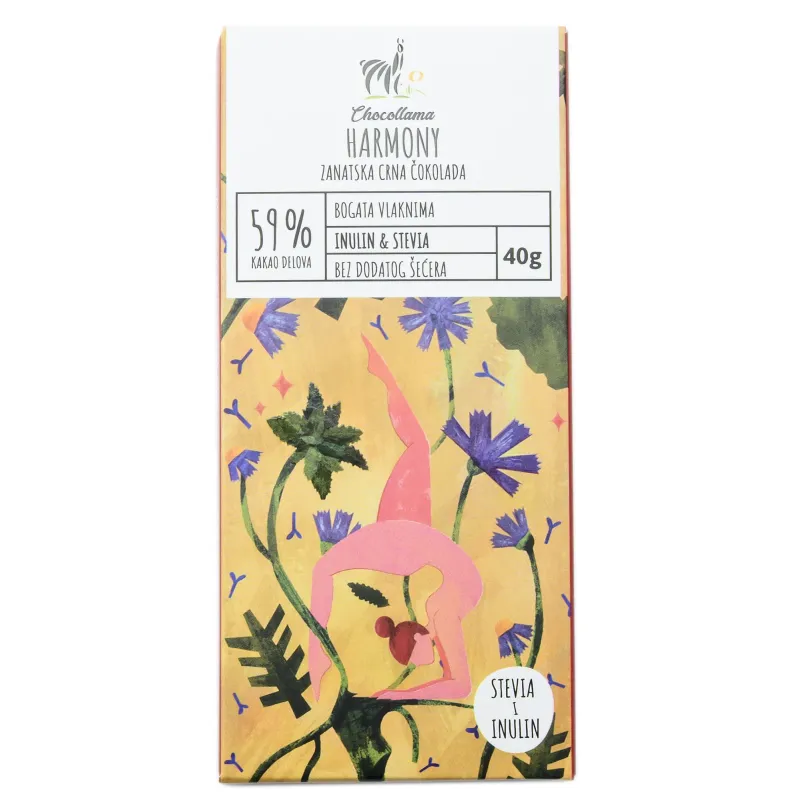 Čokolada Inulin i stevia 59% 40 g Chocollama