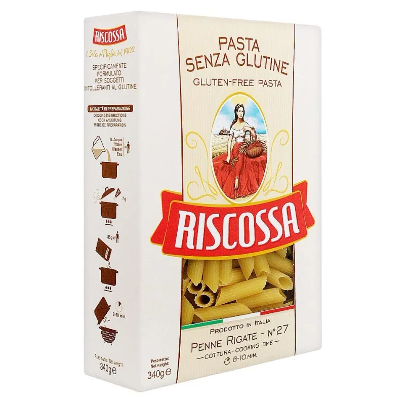 Testenina penne rigate (sert. bez glutena) 340 g Riscossa