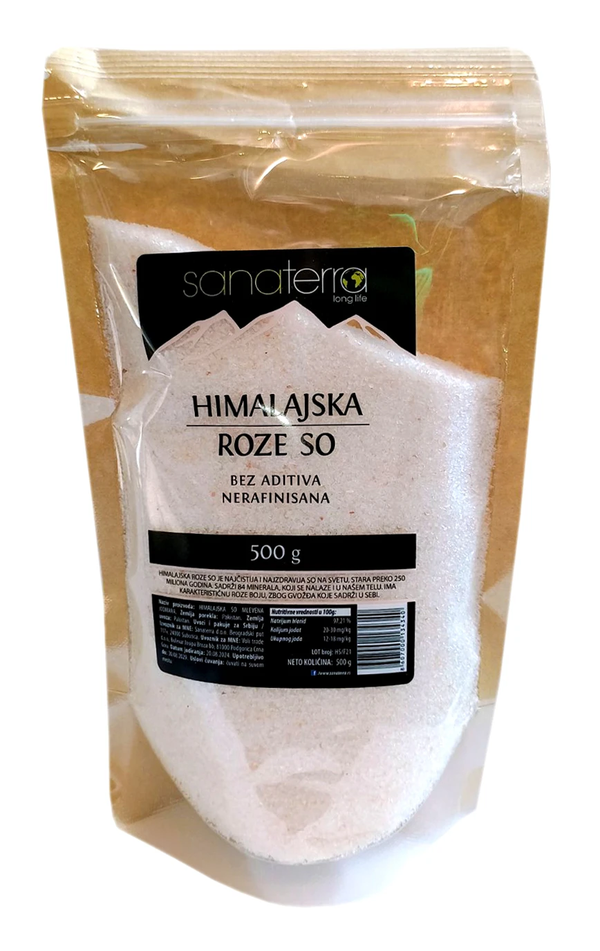 Himalajska mlevena nerafinisana jodirana roze so 500 g Sanaterra