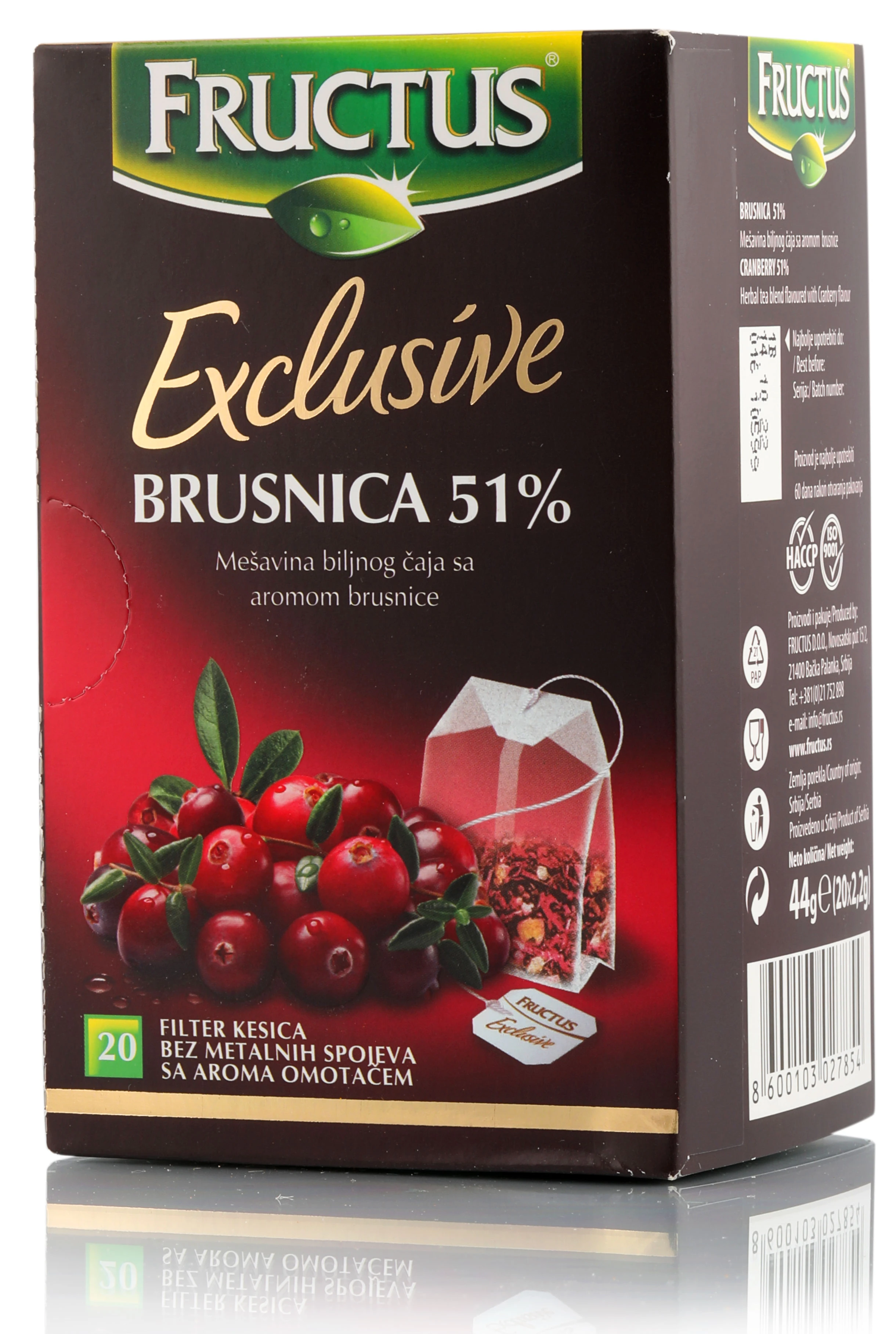 Čaj brusnica 51% 20 filter kesica Fructus 