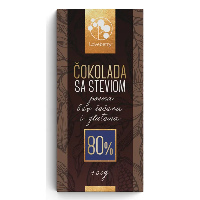 Čokolada crna sa stevijom 80% 100 g Loveberry