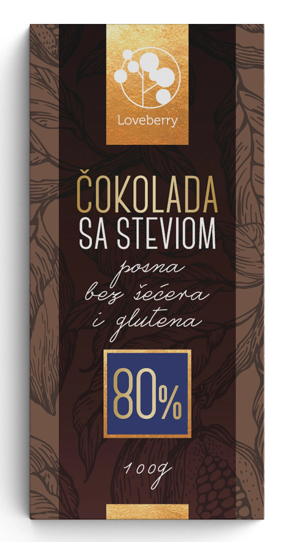 Čokolada crna sa stevijom 80% 100 g Loveberry