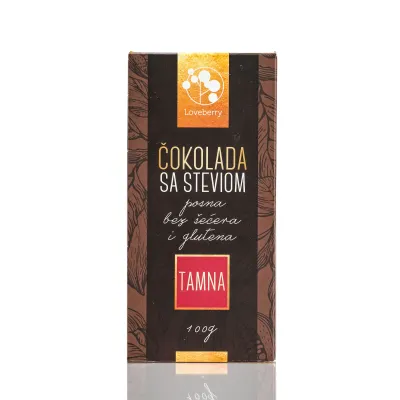 Čokolada tamna sa stevijom 100 g Loveberry