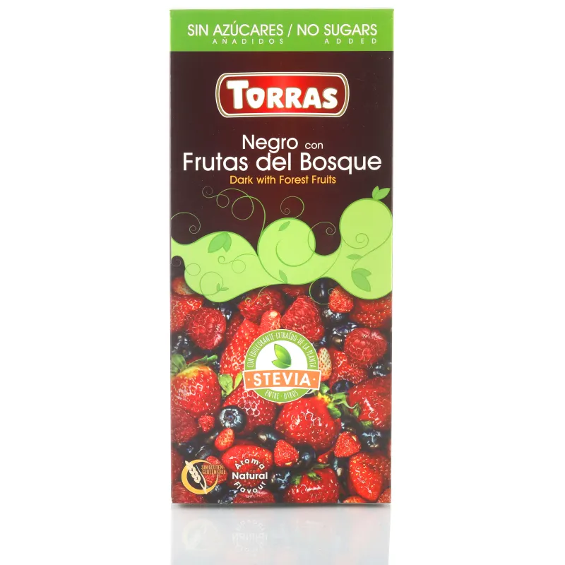 Crna čokolada sa šumskim voćem i stevijom 58% kakaoa (dijet) 125 g Torras