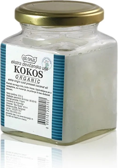 Hladno ceđeno nerafinisano kokosovo ulje (organski proizvod) 200 g Bio Špajz