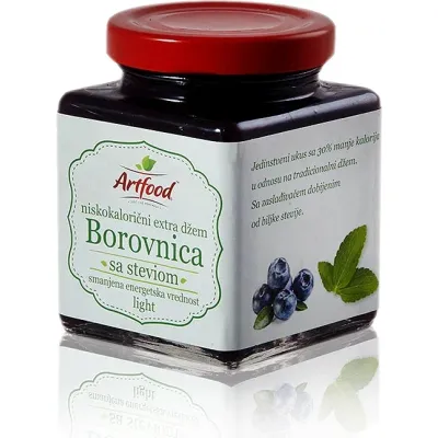 Niskokalorični džem borovnica sa fruktozom i stevijom light 220 g Artfood