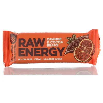 Raw Energy orange & cocoa beans - desert na bazi sušene urme (sert. bez glutena) 50 g Bombus