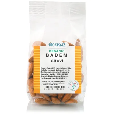 Sirovi badem (organski proizvod) 100 g Bio Špajz