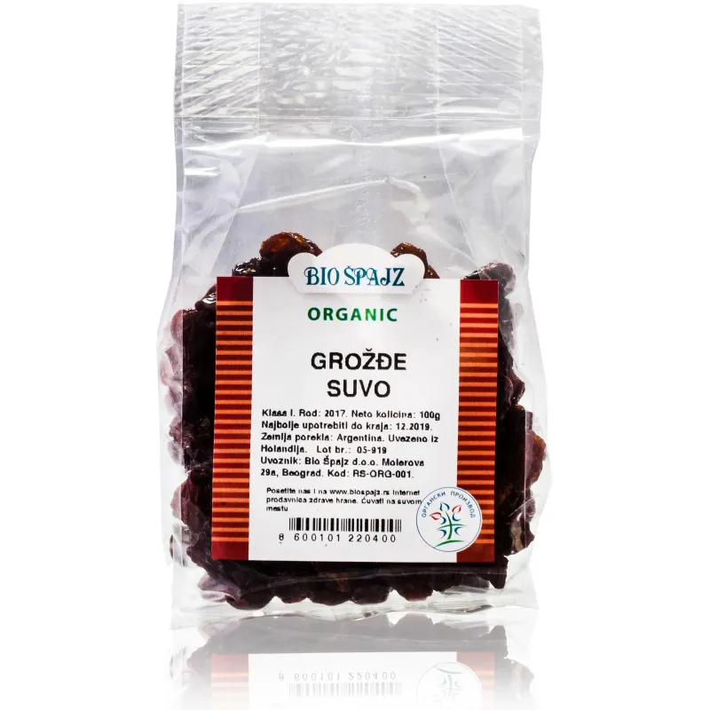 Suvo grožđe (organski proizvod) 100 g Bio Špajz