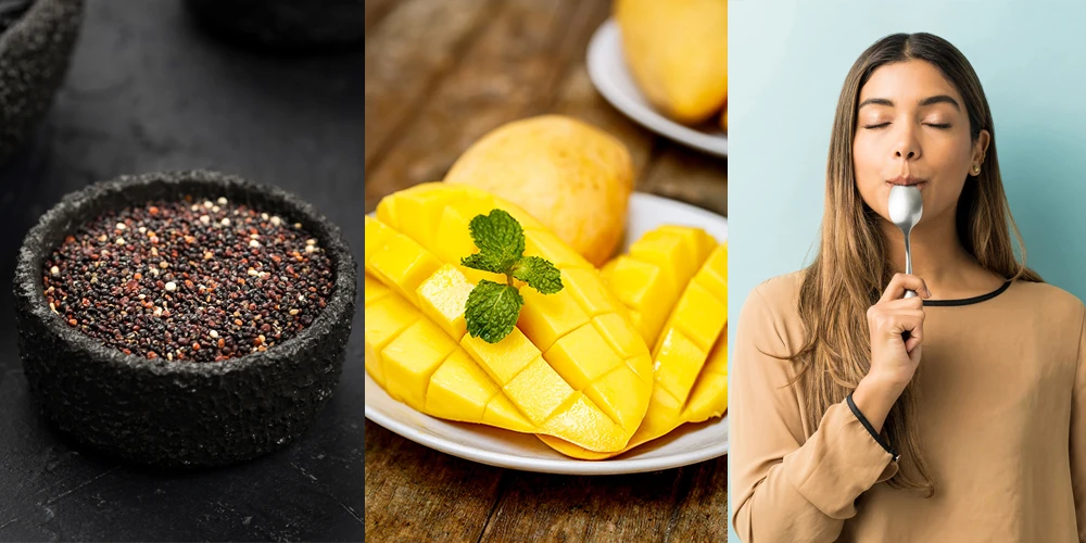 Egzotična zimska salata sa crnom kinoom i mangom